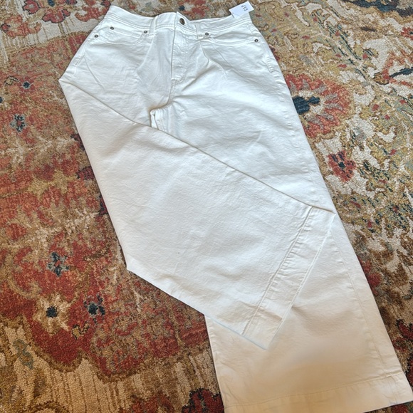 Gap Pleated High Rise Wide Leg Off-white Denim Trouser NWT 8P - Picture 2 of 6